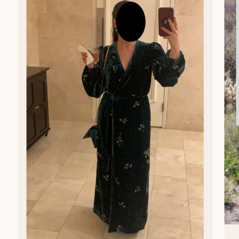 Divine heritage embellished velvet wrap dress - Picture 15 of 17